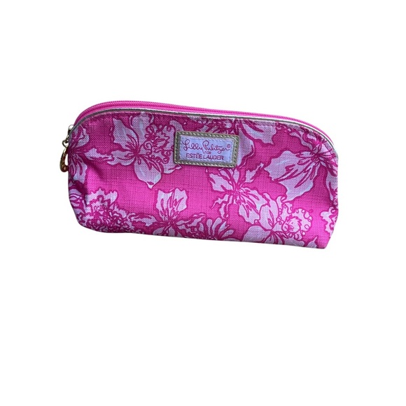 Lilly Pulitzer Pink with Estee Lauder  Floral Cosmetic Bag - Picture 1 of 5